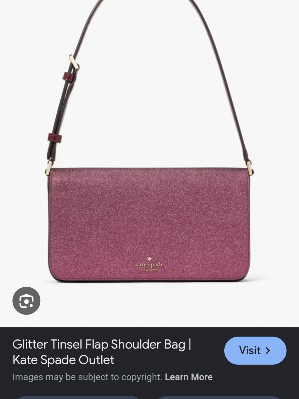 kate spade glitter flap shoulder bag - "Berry" sparkle